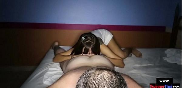  Amateur creampie for Thai massage chick who licks ass